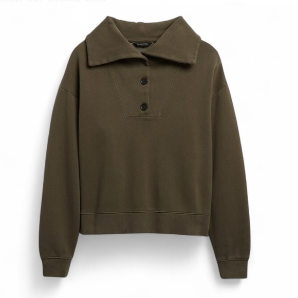 Banana Republic Tops - BANANA REPUBLIC Olive green collared sweatshirt